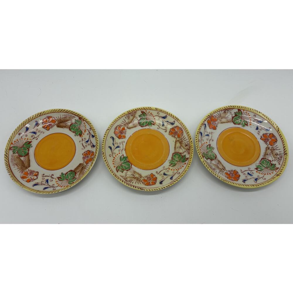 Antique Rare 5.5" Diameter Wildflower Saucers - Made in Japan - Set of 3